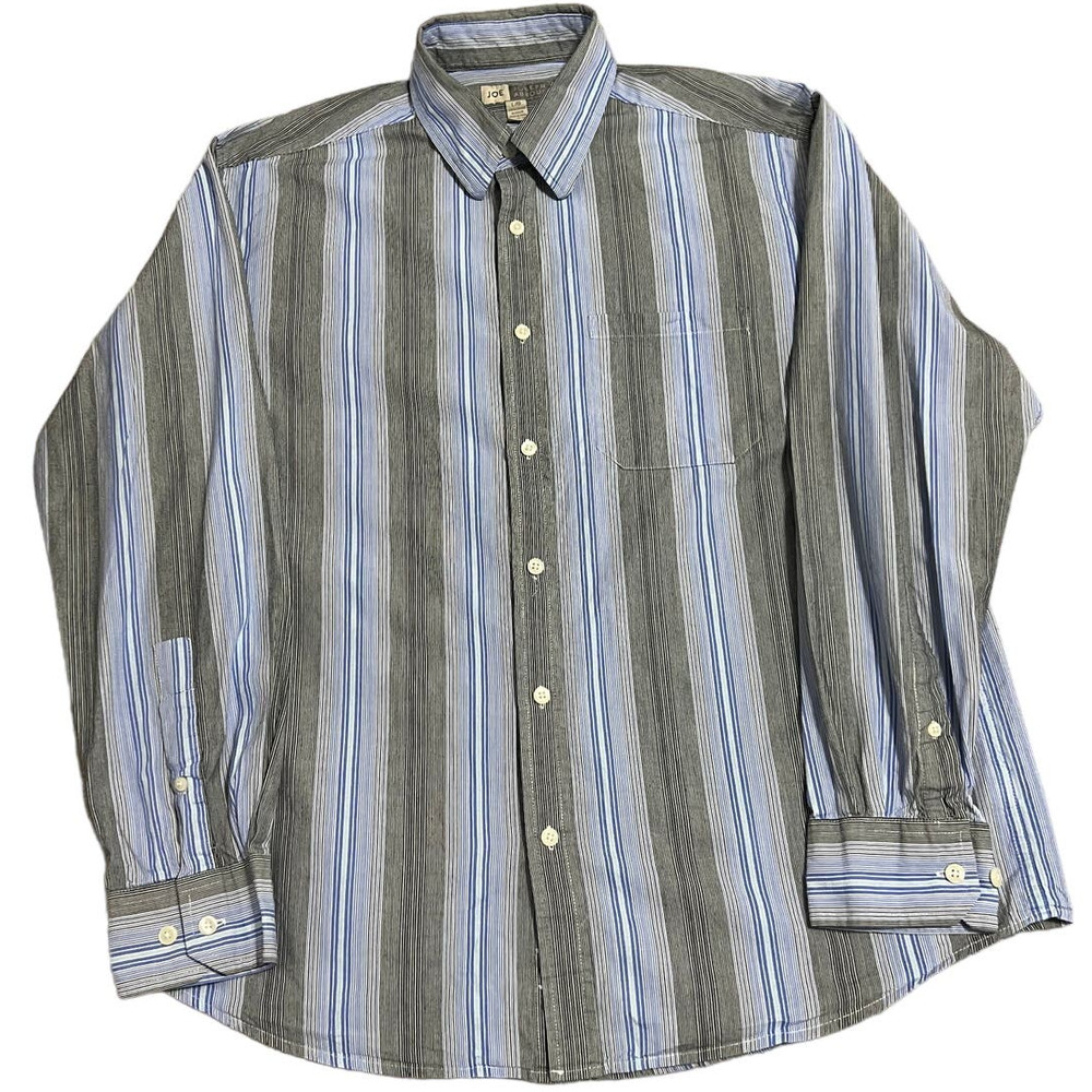 Joseph Abboud Blue and Gray Striped Button Down Size L